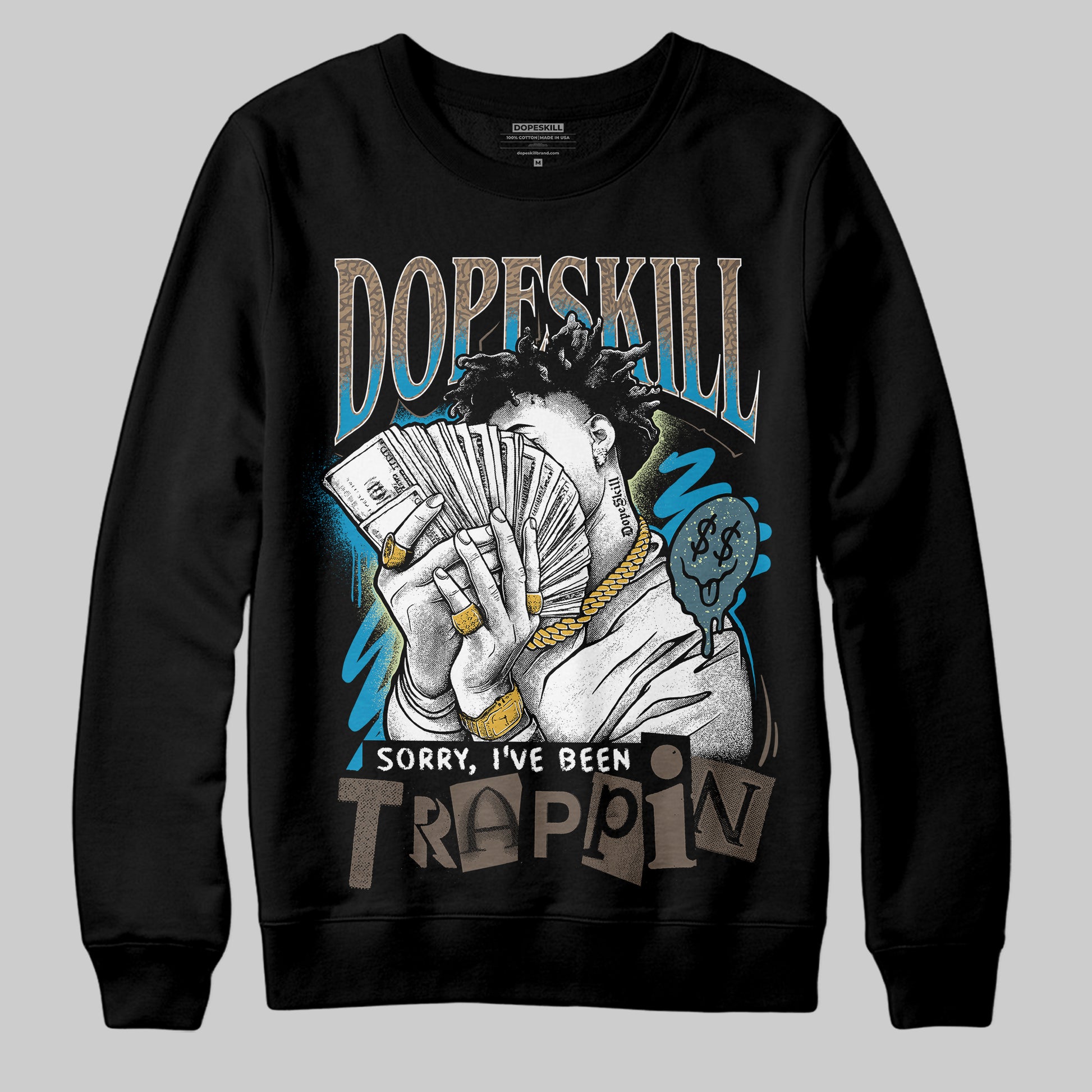 Jordan 3 GS “We Outside” DopeSkill Sweatshirt Sorry I've Been Trappin Graphic Streetwear - black