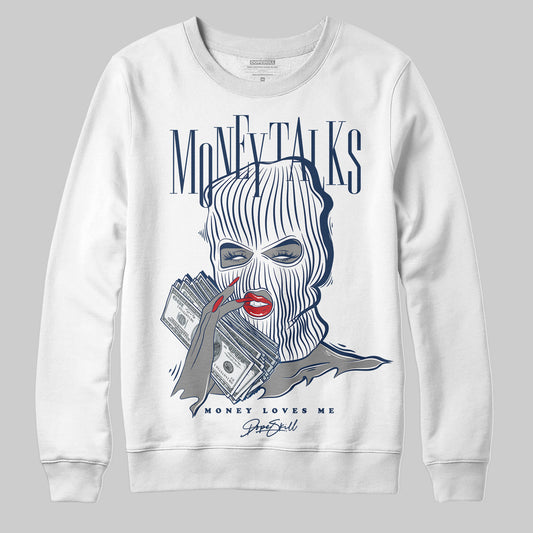 Jordan 4 SB “Summit White/Navy” DopeSkill Sweatshirt Money Talks Graphic Streetwear - White