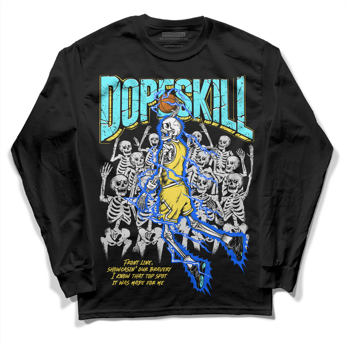 Jordan 5 Aqua DopeSkill Long Sleeve T-Shirt Thunder Dunk Graphic Streetwear - Black