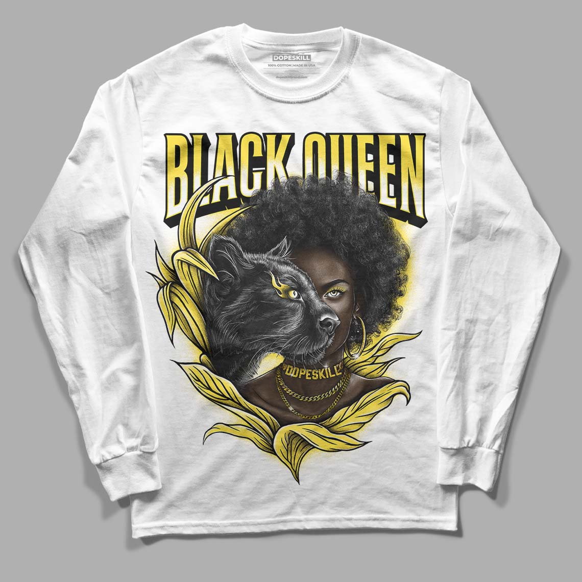 Wmns Air Jordan 11 Low 'Yellow Snakeskin' DopeSkill Long Sleeve T-Shirt New Black Queen Graphic Streetwear - White