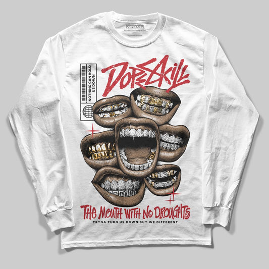 Jordan 14 Retro Ferrari (2025) DopeSkill Long Sleeve T-Shirt The Mouth With No Droughts Graphic Streetwear - White