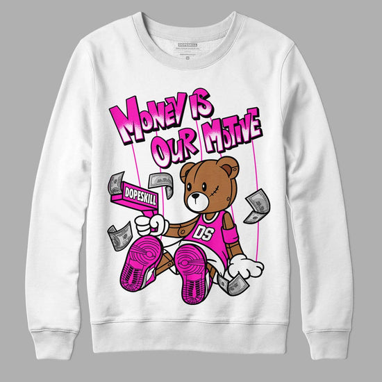 Dunk Low GS “Active Fuchsia” DopeSkill Sweatshirt Money Is Our Motive Bear Graphic Streetwear - White