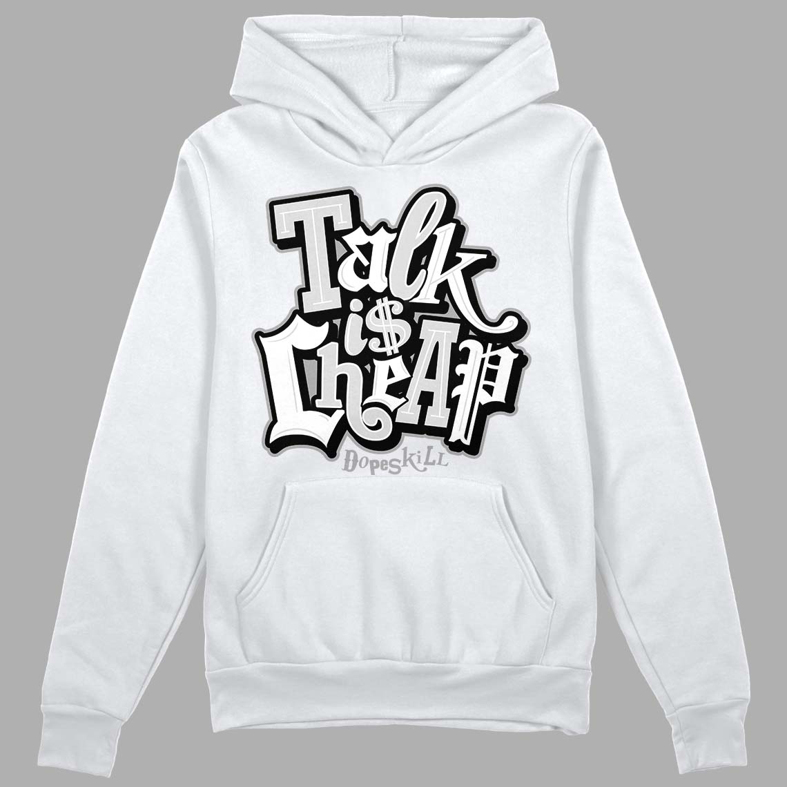 Dunk Low ‘Pure Platinum’ DopeSkill Hoodie Sweatshirt Talk Is Chip Graphic Streetwear - White