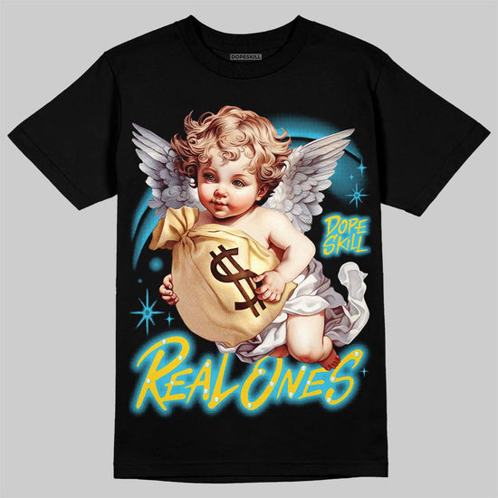 Jordan 11 Retro Gamma Blue DopeSkill T-Shirt Real Ones Angel Graphic Streetwear - Black