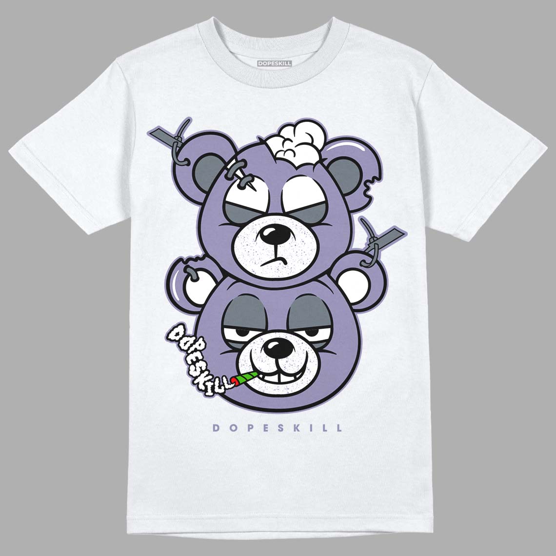 Jordan 5 Retro Low Indigo Haze DopeSkill T-Shirt New Double Bear Graphic Streetwear - White