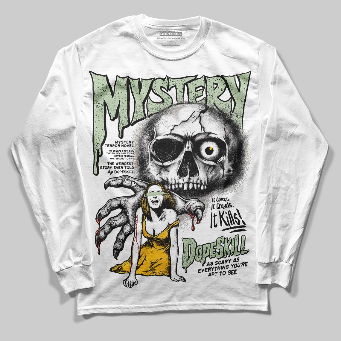 Jordan 4 WMNS “Seafoam” (2025) DopeSkill Long Sleeve T-Shirt Mystery Ghostly Grasp Graphic Streetwear - White