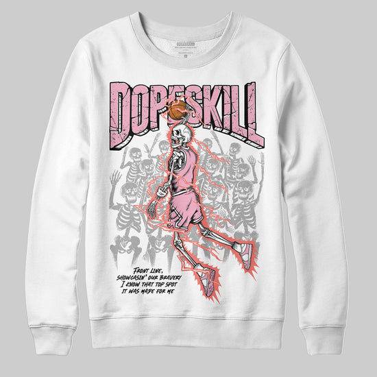 AMIRI White & Pink Stars Court Sneakers DopeSkill Sweatshirt Thunder Dunk Graphic Streetwear - White