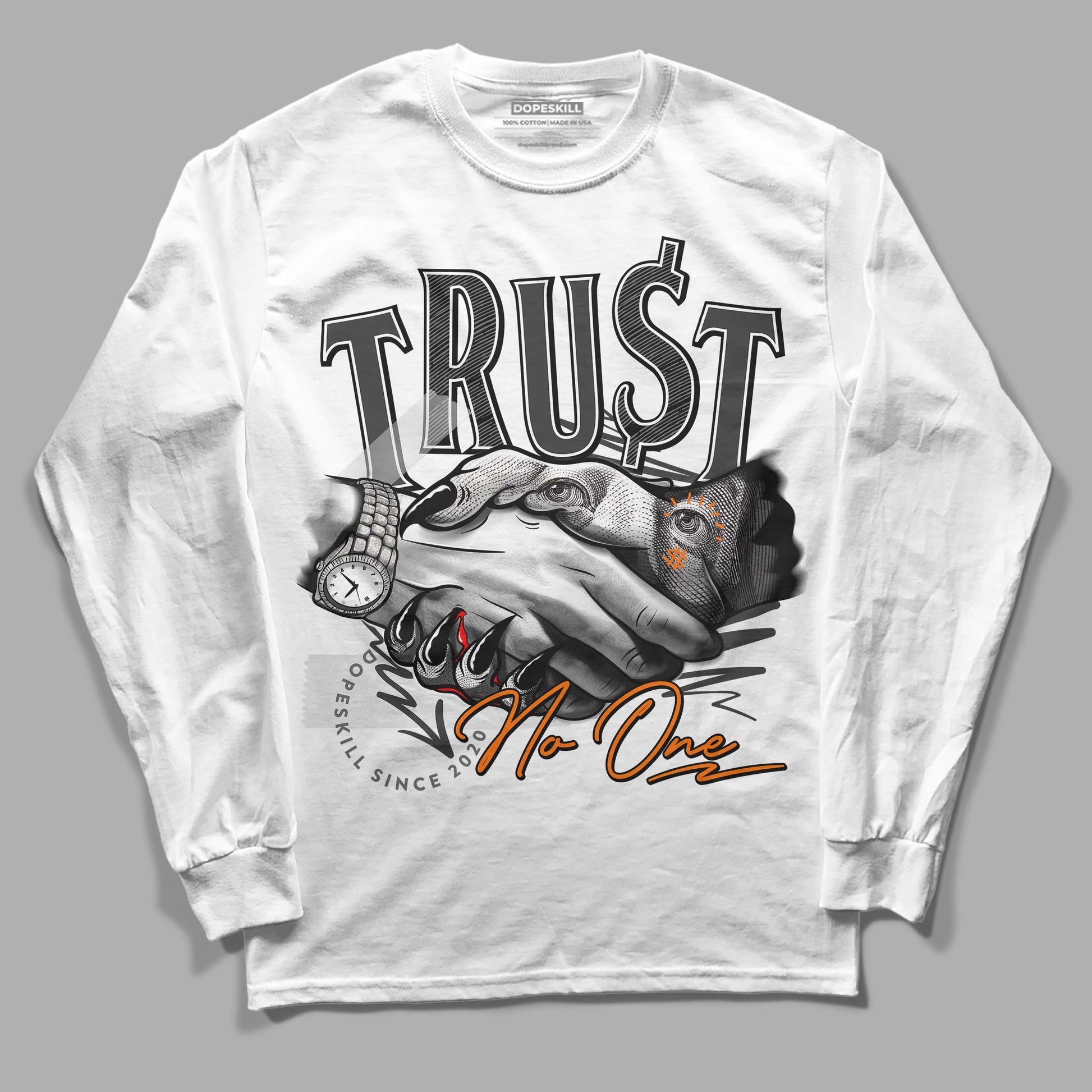 Jordan 3 Retro 'Fear Pack' DopeSkill Long Sleeve T-Shirt Trust No One Graphic Streetwear - White