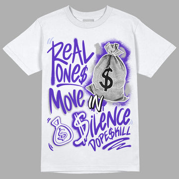 Jordan 5 Retro Dark Concord DopeSkill T-Shirt Real Ones Move In Silence Graphic Streetwear - White