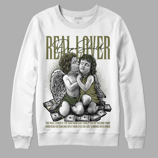 Jordan 4 Retro SE Craft Medium Olive DopeSkill Sweatshirt Real Lover Graphic Streetwear - White