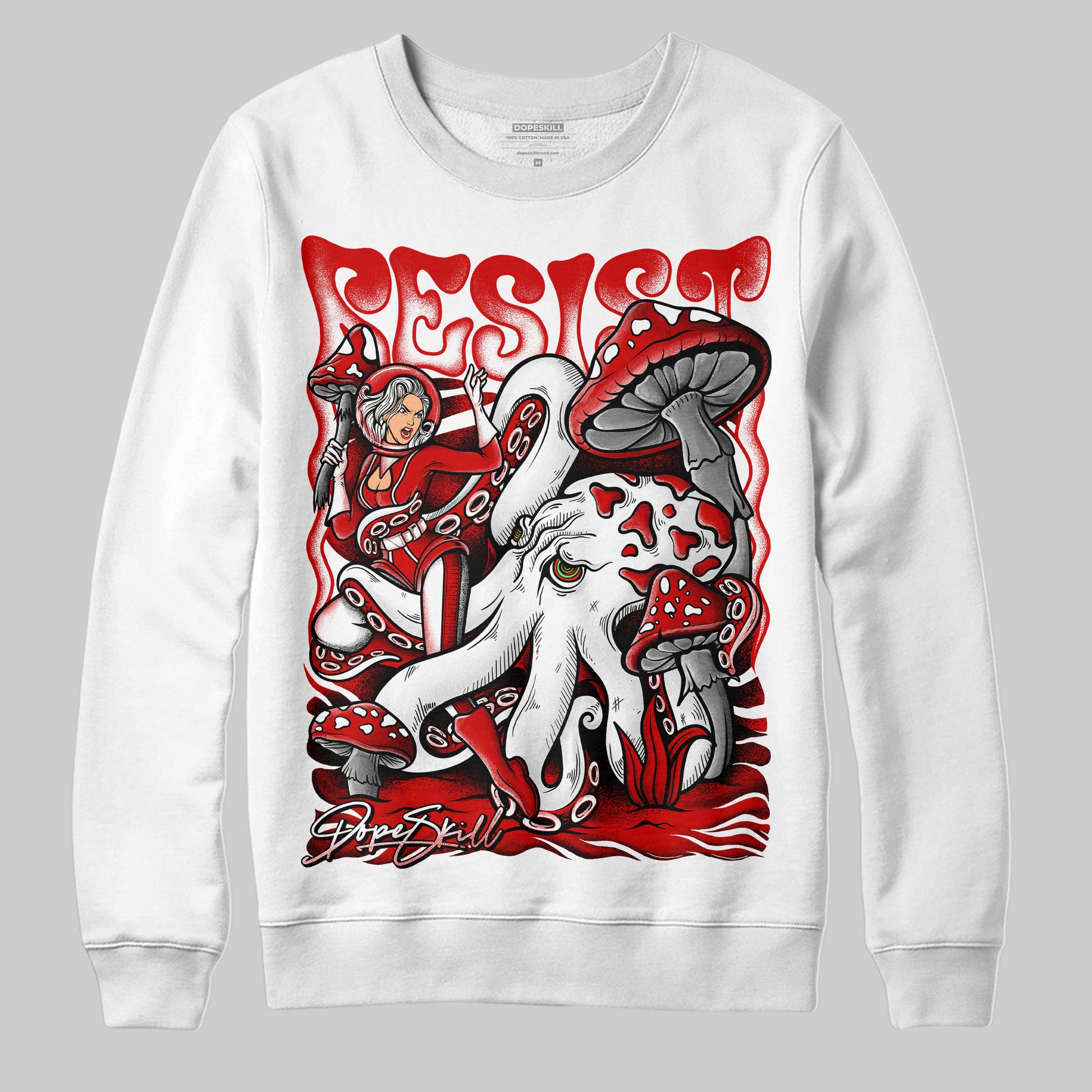 Jordan 1 Retro Low "Black Toe" DopeSkill Sweatshirt Resist Graphic Streetwear - White