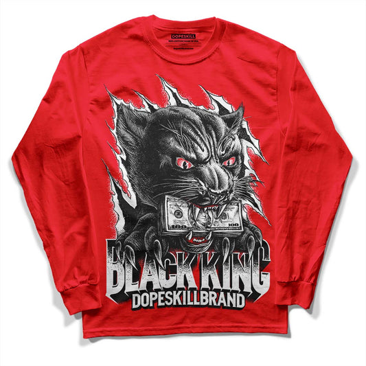 Jordan 4 Red Thunder DopeSkill Red Long Sleeve T-Shirt Black King Graphic Streetwear