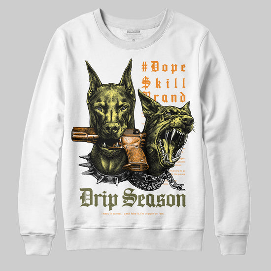 Olive Sneakers DopeSkill Sweatshirt New Drip Season Graphic Streetwear - White 