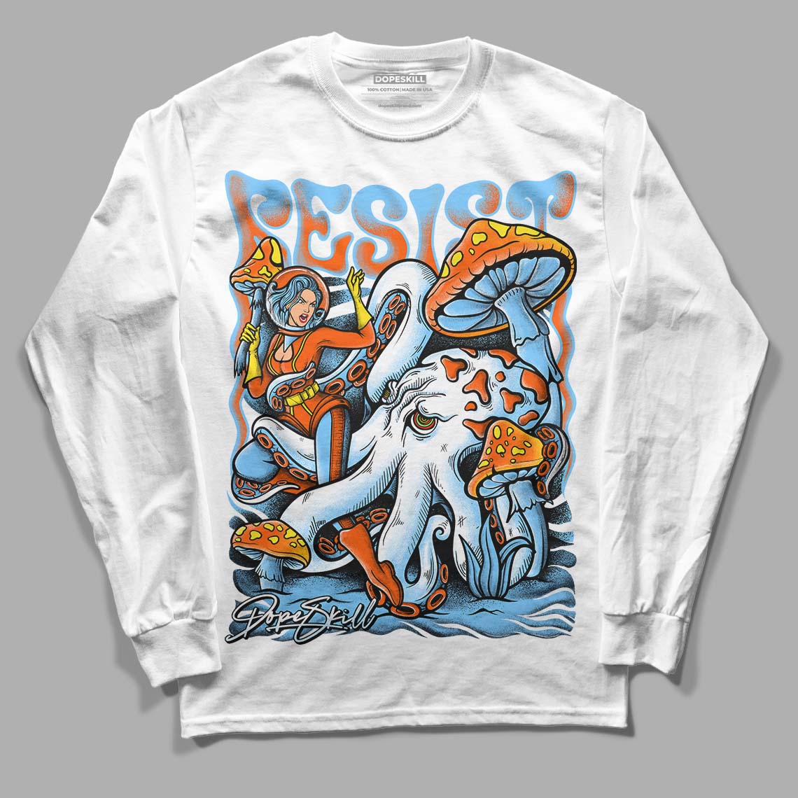 Dunk Low Futura University Blue DopeSkill Long Sleeve T-Shirt Resist Graphic Streetwear - White