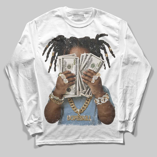 Nike Air Diamond Turf Must Be the Money DopeSkill Long Sleeve T-Shirt Rich Youth Graphic Streetwear - White