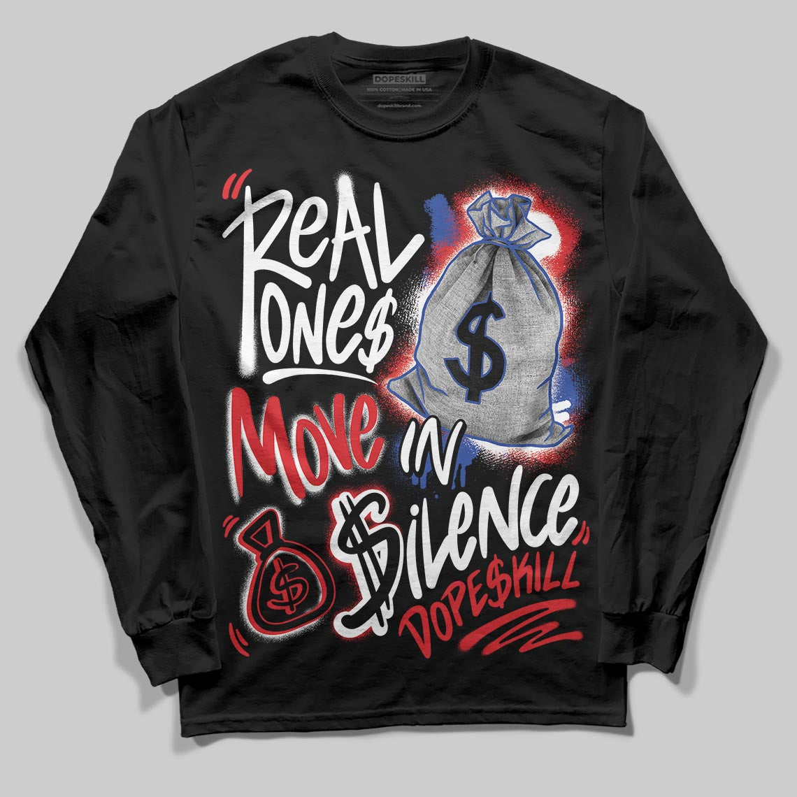Jordan 3 “Seoul 2.0” DopeSkill Long Sleeve T-Shirt Real Ones Move In Silence Graphic Streetwear - Black