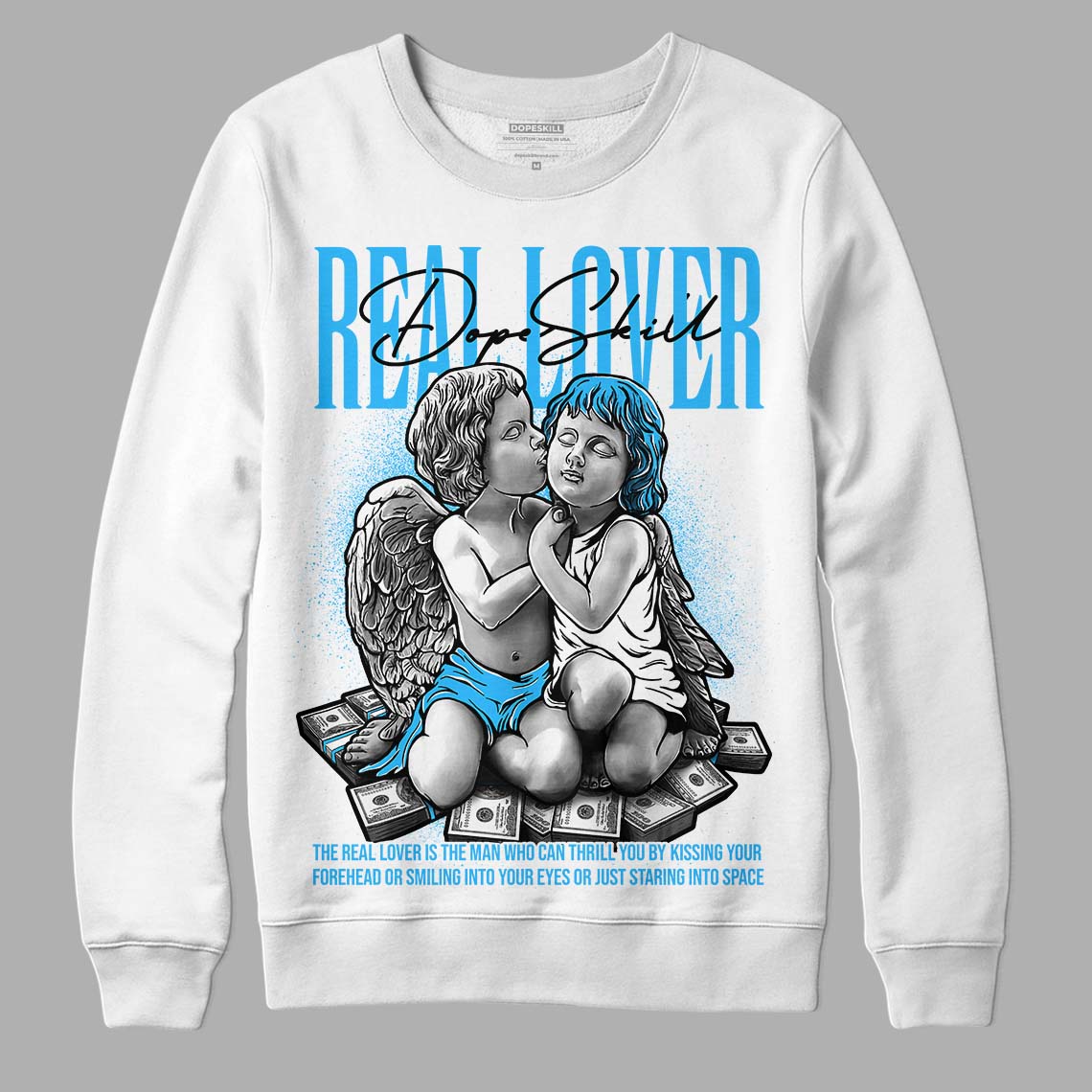 Jordan 1 High Retro OG “University Blue” DopeSkill Sweatshirt Real Lover Graphic Streetwear - WHite