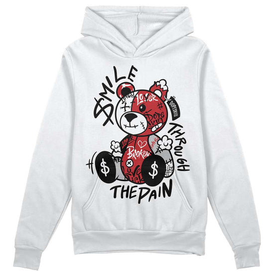 Jordan 12 “Red Taxi” DopeSkill Hoodie Sweatshirt Smile Through The Pain Graphic Streetwear - White