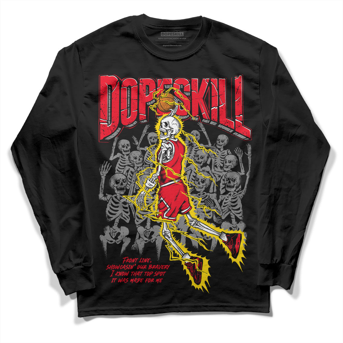 Jordan 4 Red Thunder DopeSkill Long Sleeve T-Shirt Thunder Dunk Graphic Streetwear - Black