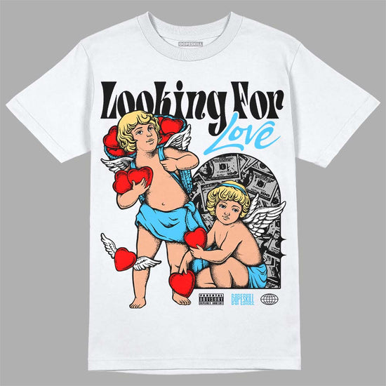 Jordan 13 Retro University Blue DopeSkill T-Shirt Looking For Love Graphic Streetwear - White