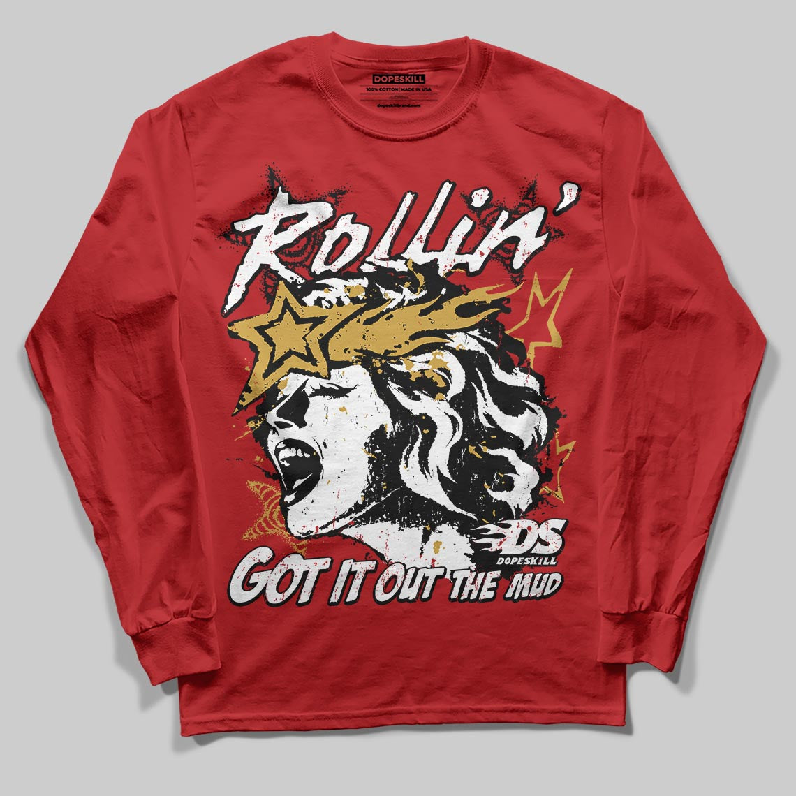 Red Sneakers DopeSkill Long Sleeve T-Shirt Got It Out The Mud Graphic Streetwear - Red