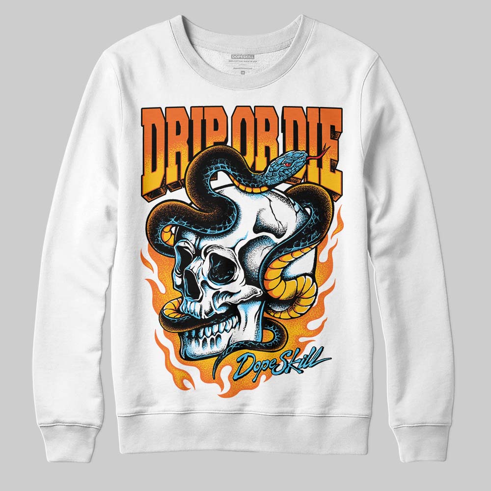 Orange, Black and White Sneakers DopeSkill Sweatshirt Drip or Die Graphic Streetwear - White 