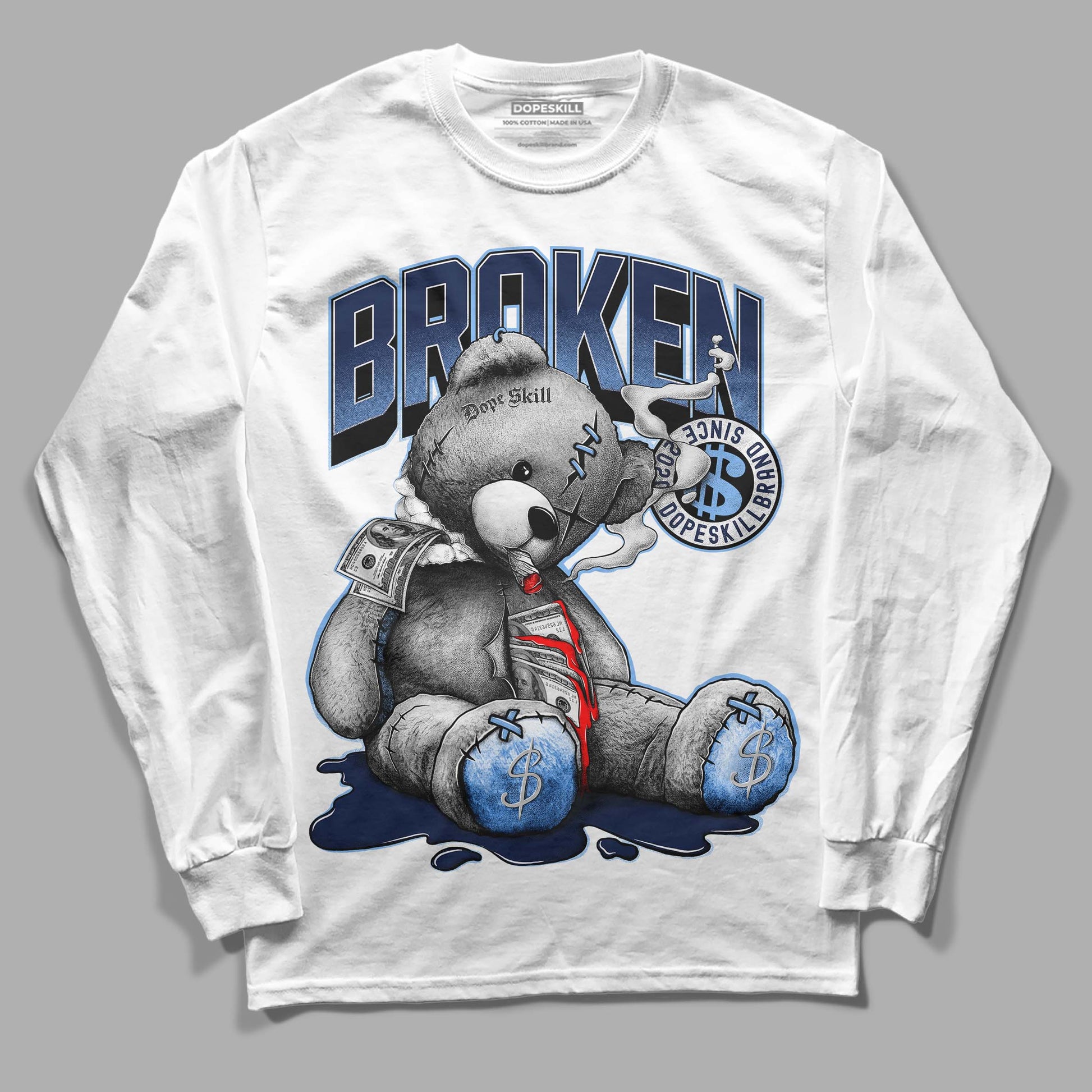 Jordan 5 Midnight Navy DopeSkill Long Sleeve T-Shirt Sick Bear Graphic Streetwear