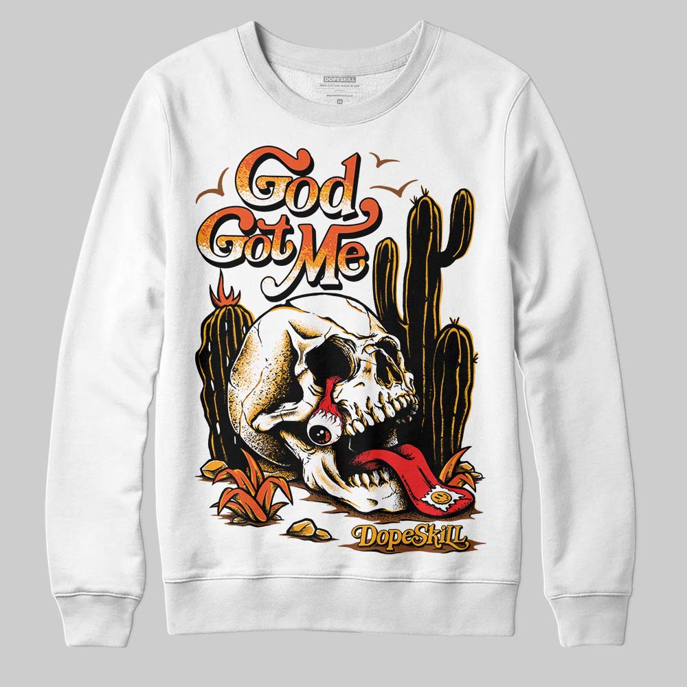 Jordan 12 Retro Black Taxi DopeSkill Sweatshirt God Got Me Graphic Streetwear - White