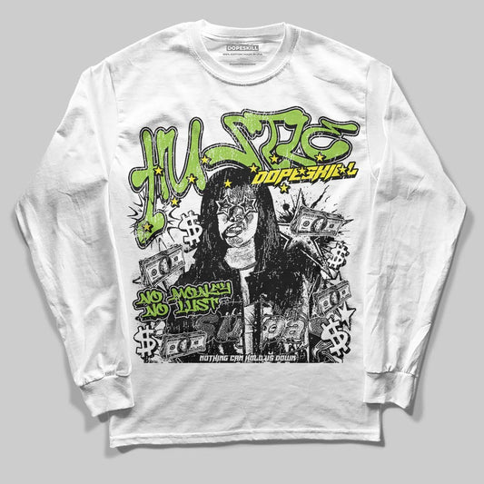 Neon Green Sneakers DopeSkill Long Sleeve T-Shirt No Money No Lust Graphic Streetwear - White