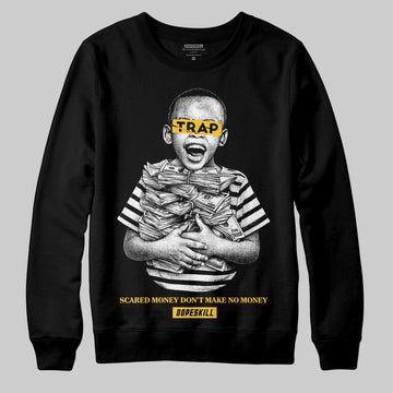 Yellow Sneakers DopeSkill Sweatshirt Scared Money Don't Make No Money Graphic Streetwear - Black