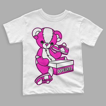 Dunk Low GS “Active Fuchsia” DopeSkill Toddler Kids T-shirt Sneakerhead BEAR Graphic Streetwear - White