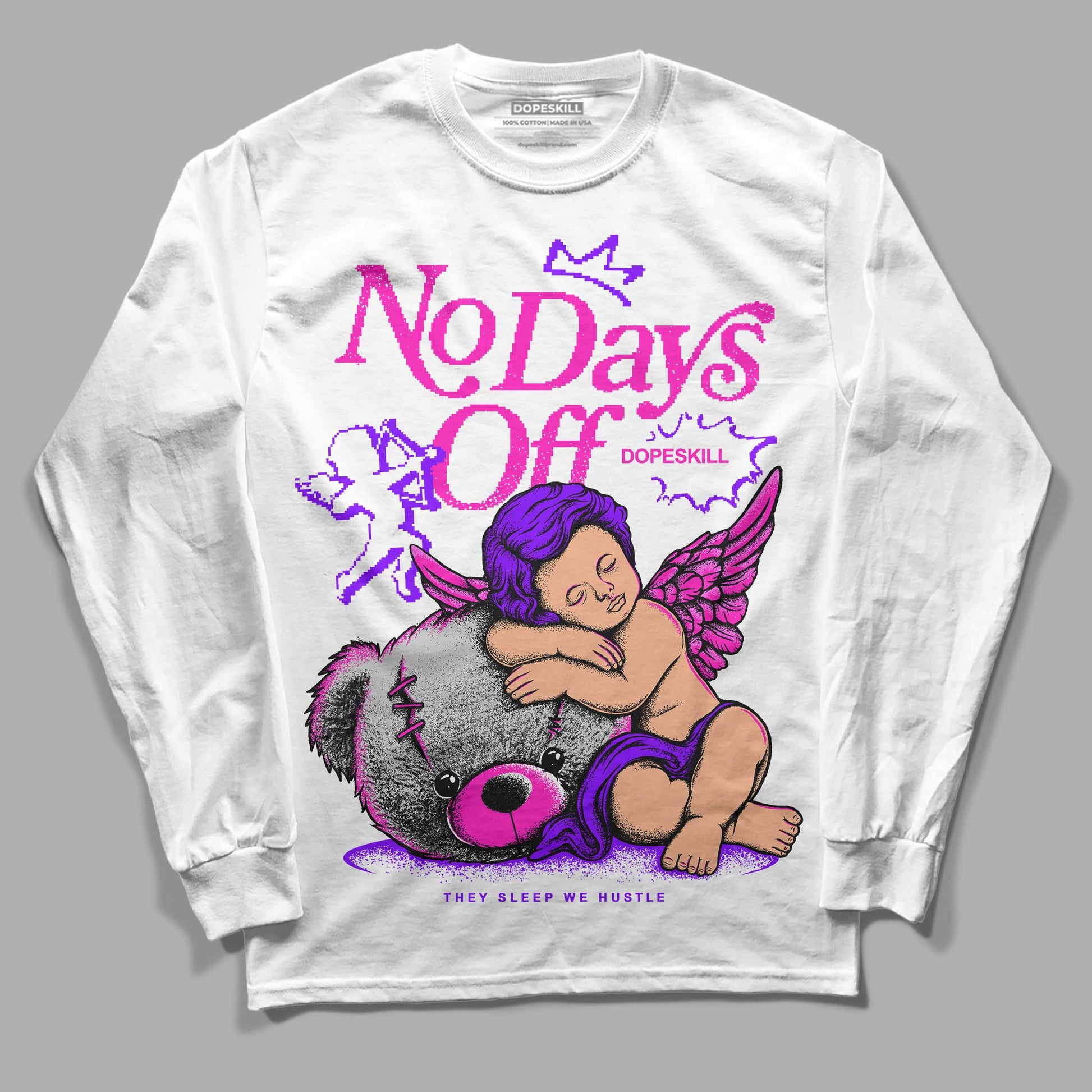 Dunk Low GS “Active Fuchsia” DopeSkill Long Sleeve T-Shirt New No Days Off Graphic Streetwear - White