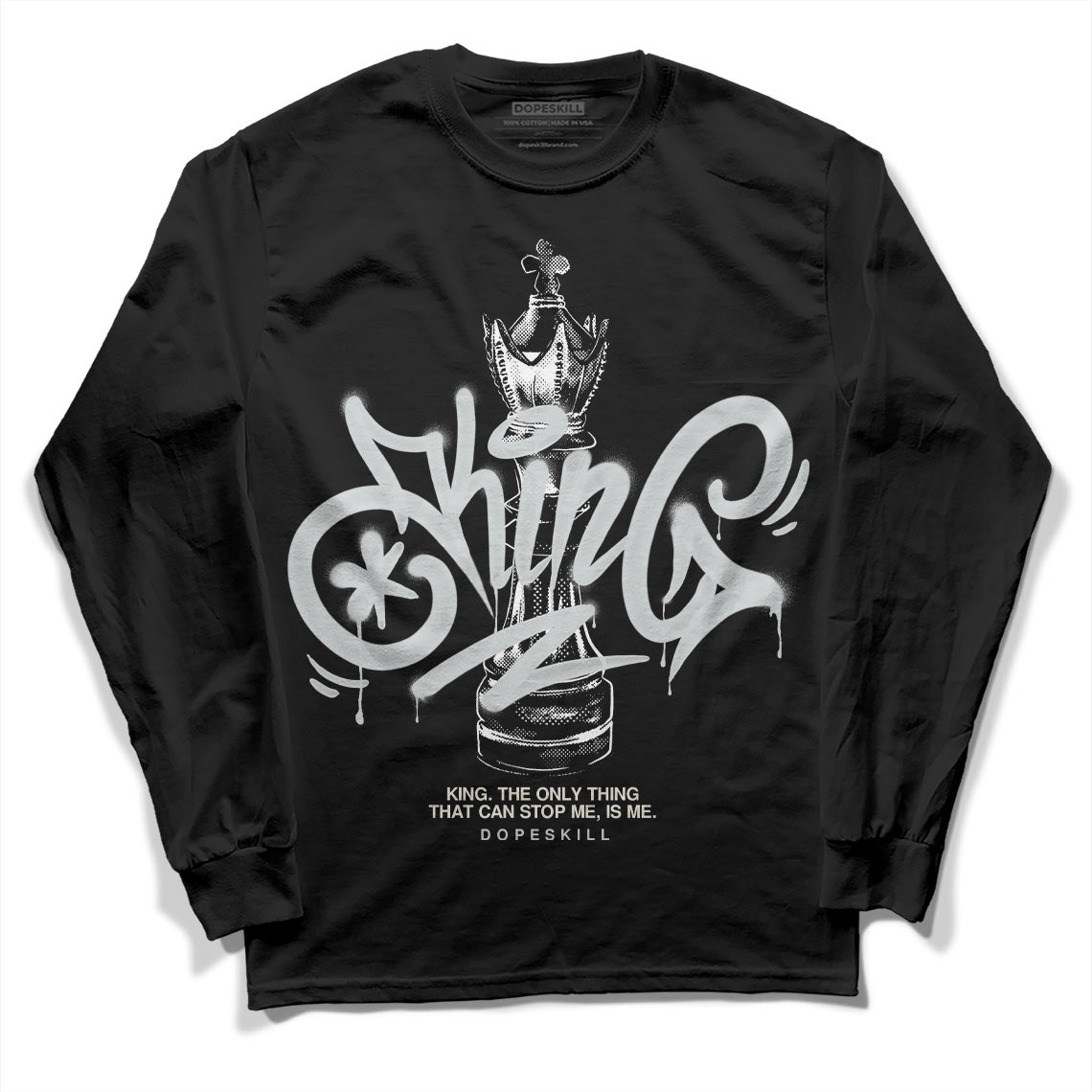 Jordan 1 Retro Low OG Black Cement DopeSkill Long Sleeve T-Shirt King Chess Graphic Streetwear - Black