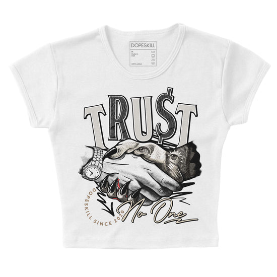 Jordan 5 SE “Sail” DopeSkill Women's Crop Top Trust No One Graphic Streetwear - White 