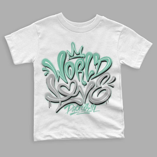 Jordan 3 "Green Glow" DopeSkill Toddler Kids T-shirt World Love Graphic Streetwear - White 