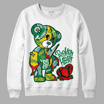 Jordan 5 “Lucky Green” DopeSkill Sweatshirt Broken Heart Graphic Streetwear - White