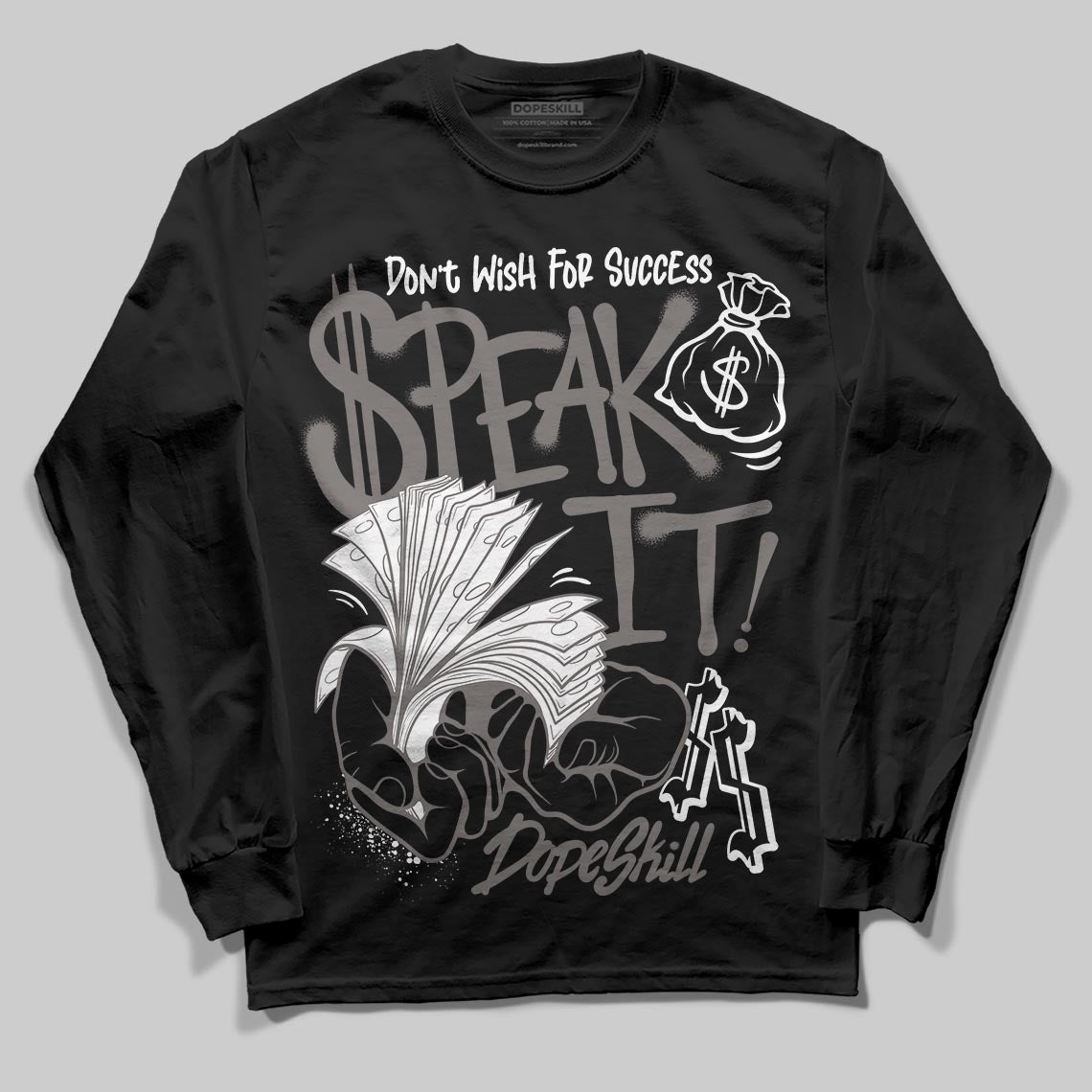 Jordan 4 Retro Cave Stone DopeSkill Long Sleeve T-Shirt Speak It Graphic Streetwear - Black