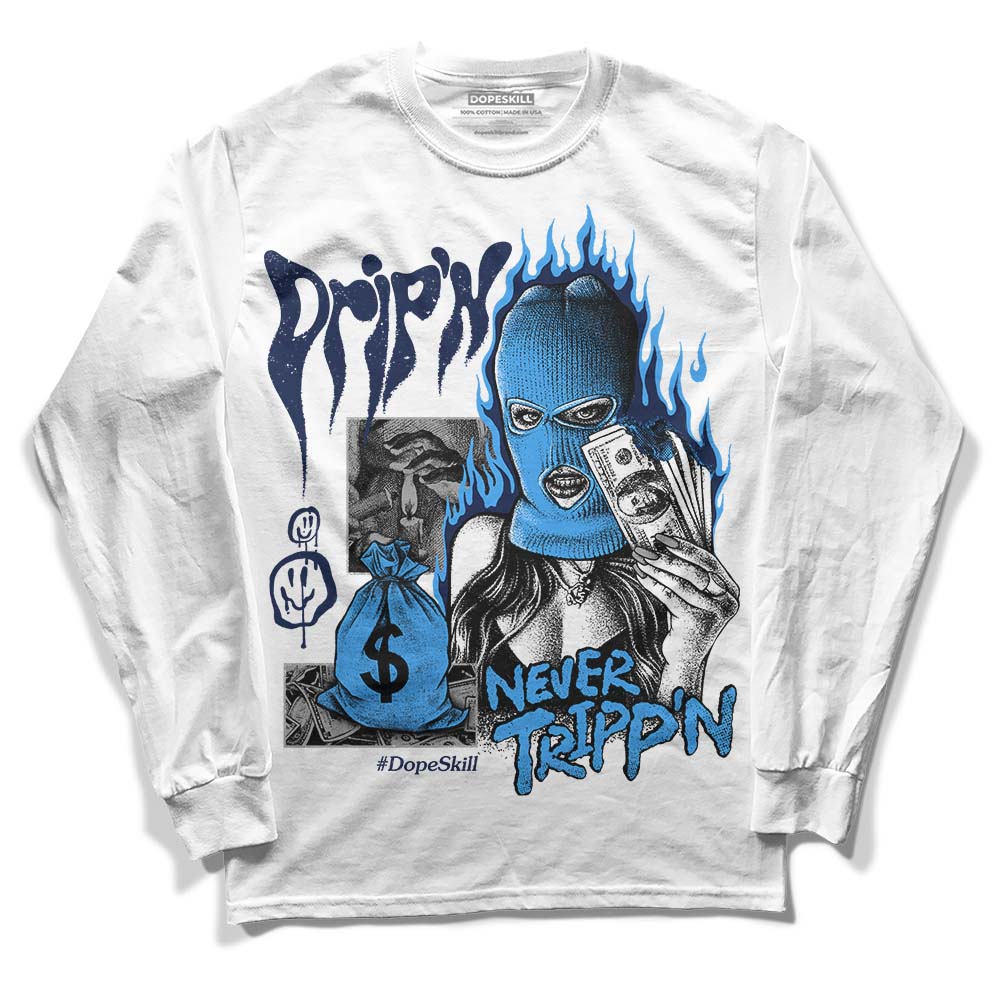 Jordan Spiz’ike Low “White/Obsidian” DopeSkill Long Sleeve T-Shirt Drip'n Never Tripp'n Graphic Streetwear - WHite