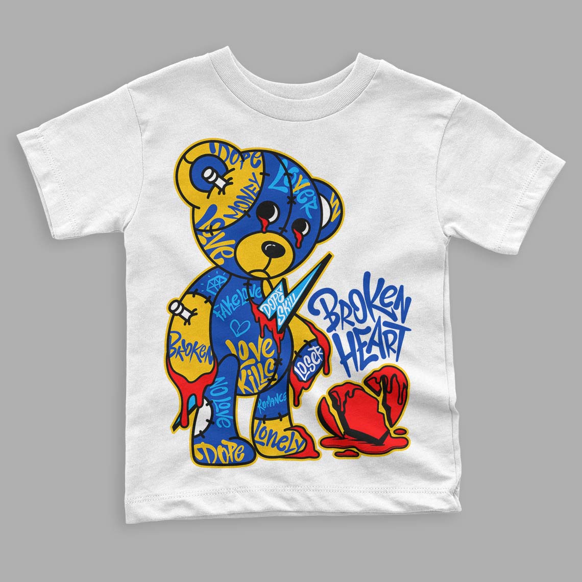 Jordan 14 “Laney” DopeSkill Toddler Kids T-shirt Broken Heart Graphic Streetwear  - White 