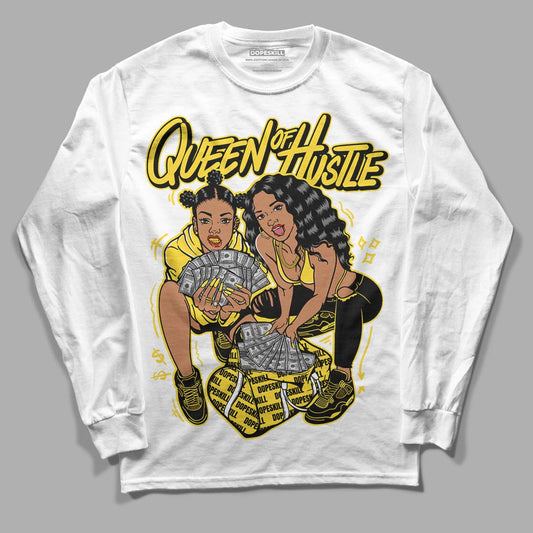 Jordan 4 Tour Yellow Thunder DopeSkill Long Sleeve T-Shirt Queen Of Hustle Graphic Streetwear - White