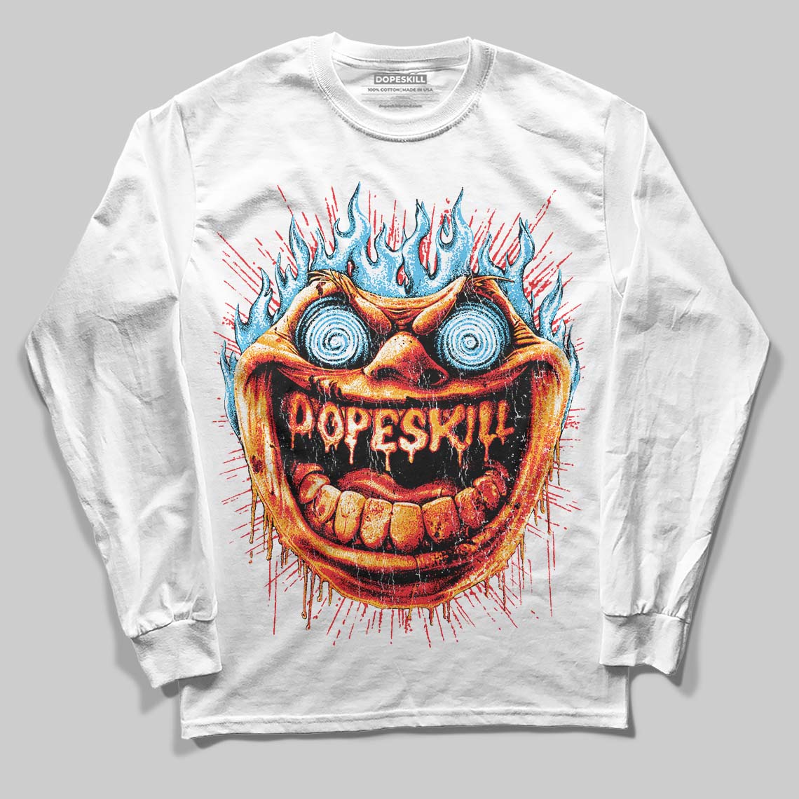 Red Sneakers DopeSkill Long Sleeve T-Shirt Hellfire Graphic Streetwear - White 