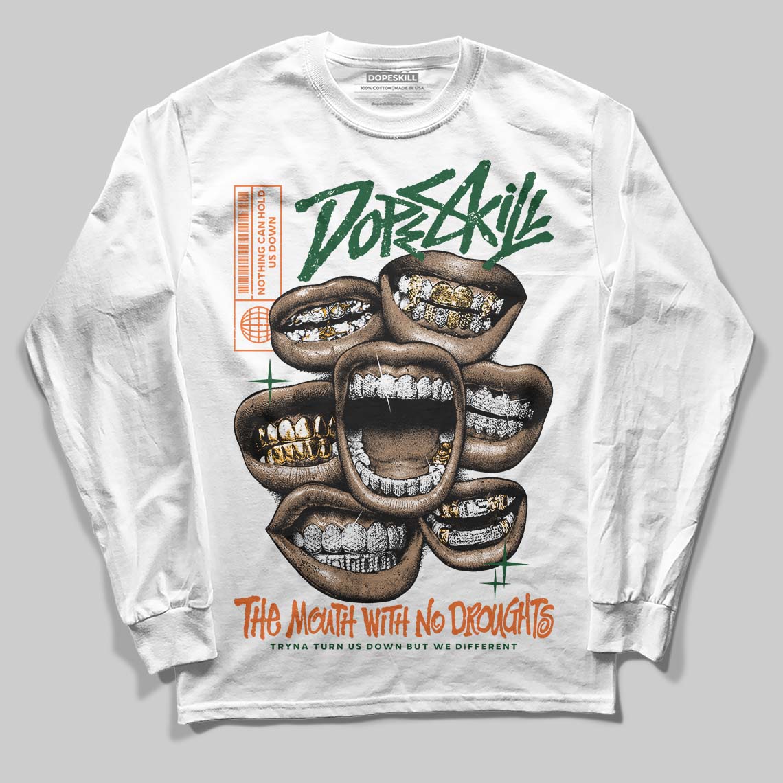 SoleFly x Air Jordan 3 “Fruits Of Our Labor” DopeSkill Long Sleeve T-Shirt The Mouth With No Droughts Graphic Streetwear - White