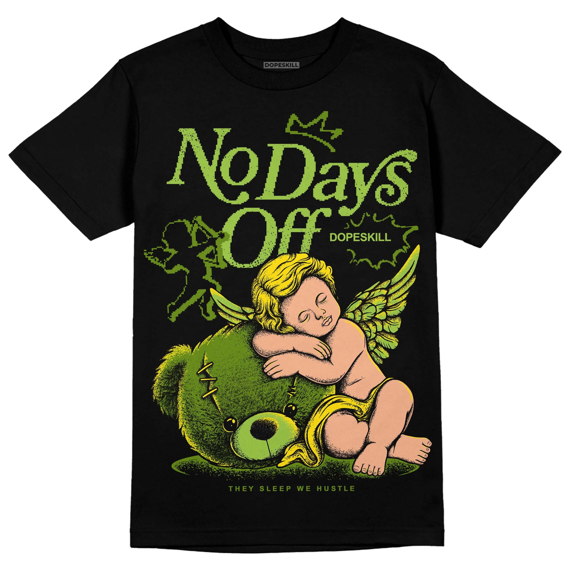 SB Dunk Low Chlorophyll DopeSkill T-Shirt New No Days Off Graphic Streetwear - Black
