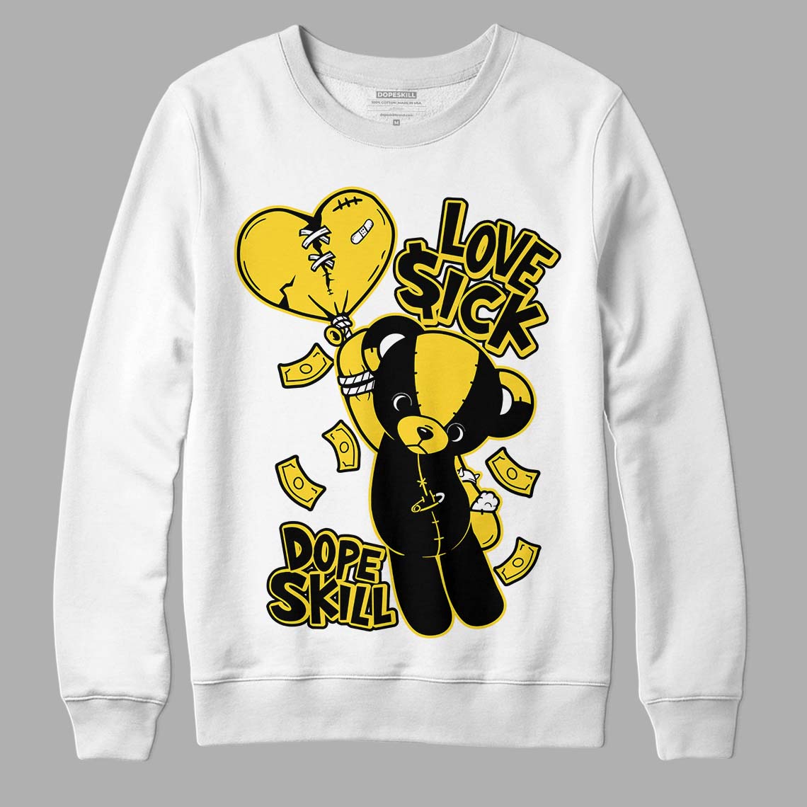 Jordan 4 Tour Yellow Thunder DopeSkill Sweatshirt Love Sick Graphic Streetwear - WHite