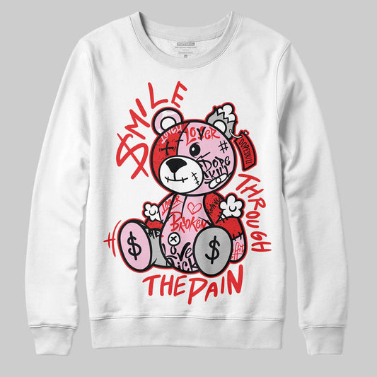 Awake NY x Air Jordan 5 Arctic Pink DopeSkill Sweatshirt Smile Through The Pain Graphic Streetwear - White