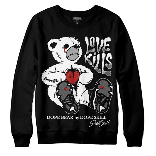 Jordan 14 "Black/White" DopeSkill Sweatshirt Love Kills Graphic Streetwear - Black