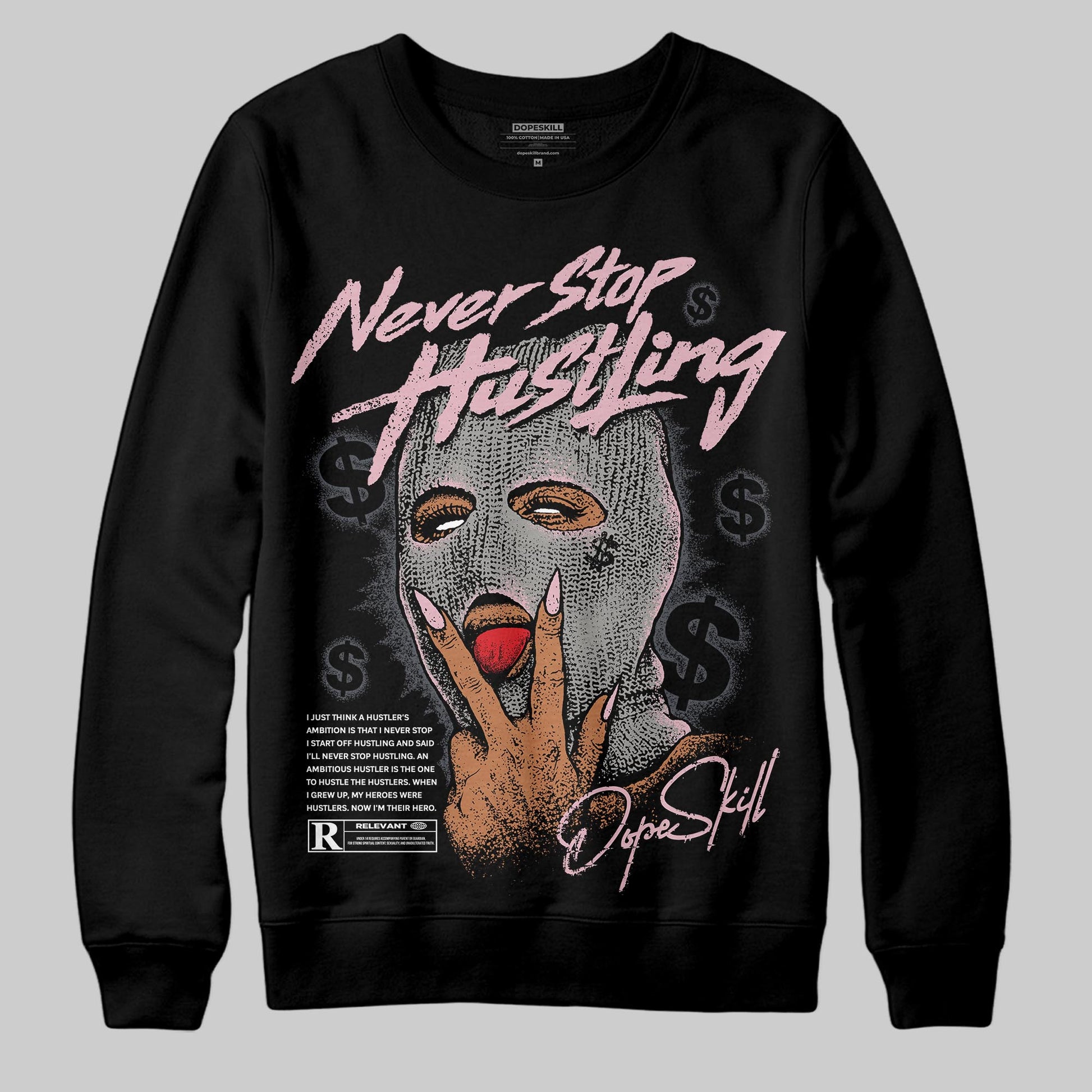 Air Max 95 OG “Pink Foam” DopeSkill Sweatshirt Never Stop Hustling Graphic Streetwear - Black