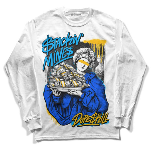 Royal Blue Sneakers DopeSkill Long Sleeve T-Shirt Stackin Mines Graphic Streetwear - White