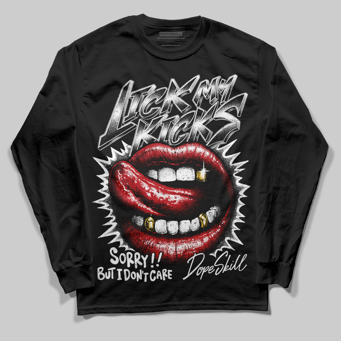 Jordan 11 “Bred Velvet” DopeSkill Long Sleeve T-Shirt Lick My Kicks Graphic Streetwear - Black