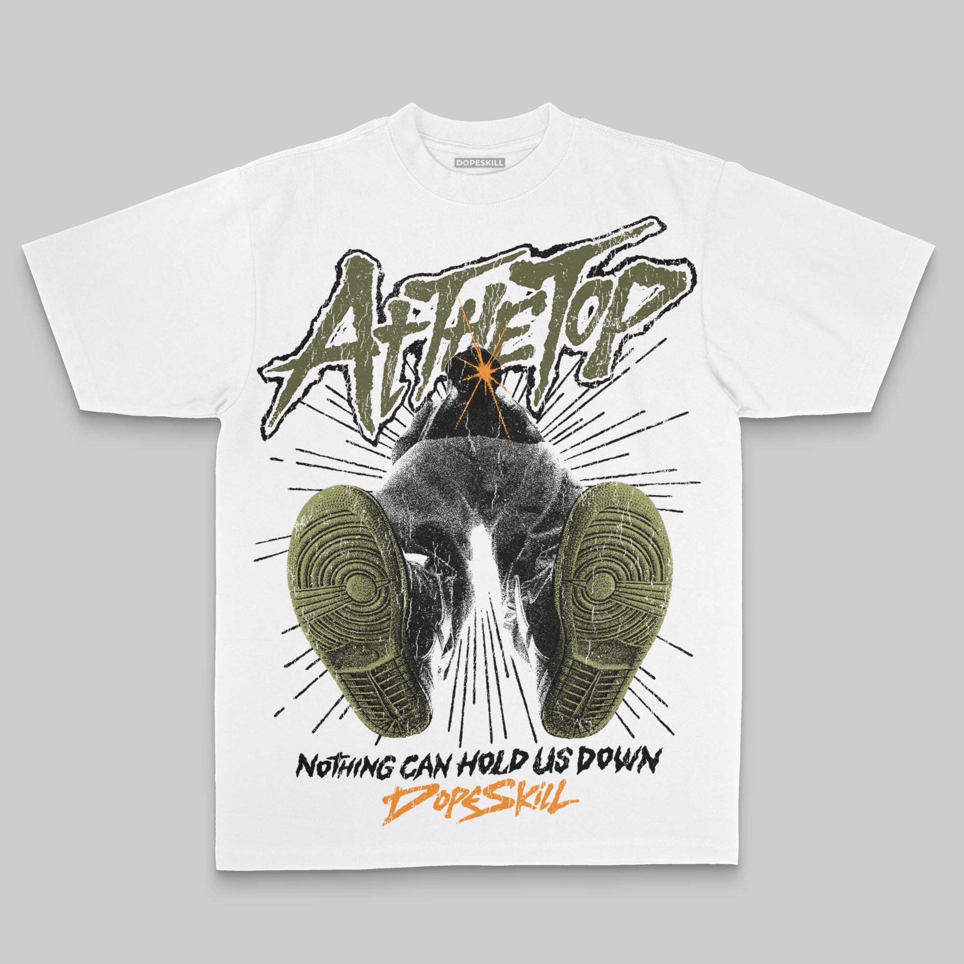 Olive Oversize Print Nothing Can Hold US Down DopeSkill Graphic Premium T-shirt Streetwear - White